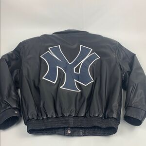 Vintage Jeff Hamilton Leather New York Yankees Jacket & Logo Snap Buttons Large